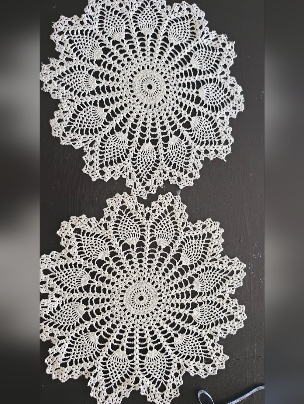Vintage White Crochet Lace Doilies – Pair